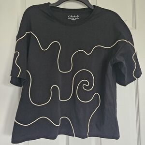 Charlie B Black Top with Cream Accents